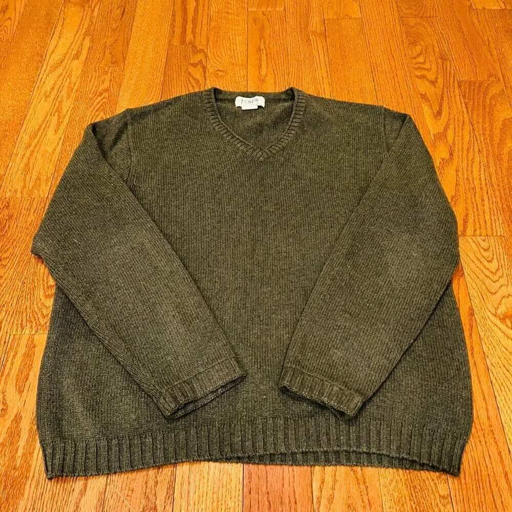 Vintage J Crew 90's Cotton Knit Sweater Men’s Size Large Green Oarsman